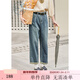 紫涵（ZIHAN）紫涵純棉哈倫牛仔褲女春季時(shí)尚寬松高腰顯瘦錐型休閑褲 復古藍-1 XL