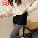 浪莎白色毛呢拉加厚百搭短褲女秋冬季2025新款高腰顯瘦打底加厚熱靴褲