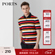 PORTS寶姿男裝春夏短袖配羅紋POLO衫MN8N148UCC071 藏青+紅色 S