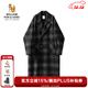 William fox&sons新復古回潮男裝英倫風(fēng)燈籠袖長(cháng)款初剪羊毛蘇格蘭格紋羊毛呢大衣男 黑白格 L /50