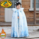 G.duck艾莎公主裙冬裝愛(ài)莎公主的裙子厚披風(fēng)拜年服冬天漢服女童新款 藍色斗篷 加絨 140