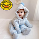 G.duck嬰兒羽絨服連體衣輕薄保暖0-2歲寶寶外出抱衣冬季加厚爬服 天藍色羽絨連體衣手腳套可拆 66