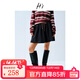 H's羊毛A字半身裙女25春新款學(xué)院風(fēng)減齡撞色抽繩廓形泡泡裙子 藏青 M