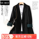 NY-RCE韓國網(wǎng)紅小西裝外套女新款春秋季韓版百搭寬松休閑西服上衣套裝 黑色(中長(cháng)款) L (109-119斤)