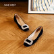 NINE WEST/玖熙復古法式方口鉆扣平跟女單鞋 NH538060SK 黑色38