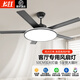 長(cháng)虹風(fēng)扇燈家用一體吸頂燈吊燈鐵藝變頻簡(jiǎn)約中古客廳餐廳大風(fēng)力吊扇燈 60寸吊桿黑+鐵葉【50cm燈盤(pán)】雙控