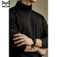 貓人（MiiOW）液氨絲光棉秋冬男高領(lǐng)底衫防寒保暖長(cháng)袖t恤翻領(lǐng)秋衣保暖上衣男 黑色 XL (適合130-145斤)