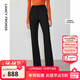 朗姿復古通勤高彈喇叭褲西褲冬季新款職業(yè)氣質(zhì)高腰女士西裝褲長(cháng)褲 夜幕黑色不加絨 L