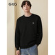 GXG男裝黑色字母圖案圓領(lǐng)衛衣男24年秋季新品 黑色 180/XL