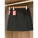 燦圖韓系波點(diǎn)印花毛呢半身裙女秋冬季小個(gè)子高腰顯瘦設計感包臀短裙潮 深灰色 L