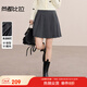 尚都比拉【顯瘦顯腿長(cháng)】格雷色系通勤可拆卸腰帶高溫壓褶A字百褶裙短裙 深灰色 M 100-110斤建議選擇