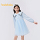巴拉巴拉兒童連衣裙女童秋裝撞色翻領(lǐng)中大童時(shí)尚拼接 冰藍80904 140