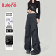 班尼路（Baleno）加絨工裝直筒褲女2025冬季新款潮流時(shí)尚動(dòng)感修身垂感顯高休閑長(cháng)褲