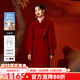 秋水伊人100%綿羊毛國風(fēng)感雙面呢外套冬季新款女裝廓形大衣 大紅 L