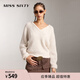 MISS SIXTY羊毛針織衫女氣質(zhì)V領(lǐng)毛衣寬松短款上衣顯瘦百搭松弛感 米白 S