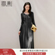 香影灰色u領(lǐng)高腰連衣裙女2025秋季新款內搭針織收腰長(cháng)袖中長(cháng)裙子 中灰 L 165/88A/110-125斤