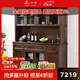一具一家美式全實(shí)木四門(mén)餐邊柜高柜一體酒柜客廳靠墻儲物柜茶水柜家具置物 【精致款】四門(mén)矮柜+餐架
