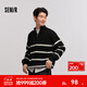 森馬（Semir）森柔|毛衫男冬季含羊毛針織衫老錢(qián)風(fēng)拉鏈半開(kāi)襟毛衣情侶內搭 黑白色調00391 M