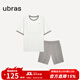 ubras純色舒適柔軟水果全棉家居服睡衣女短袖長(cháng)褲短褲套裝情侶款軟棉棉 【短袖短褲】男款-奶糖白色 XL