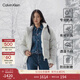 Calvin KleinJeans【防風(fēng)防水】秋冬男女情侶ck耐磨滿(mǎn)印立領(lǐng)90絨面包服羽絨服 YBI-牛乳白 L