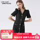 LIME FLARE萊茵福萊爾2024年春夏經(jīng)典小香風(fēng)法式連衣裙高級V領(lǐng)修身千金 黑色 M
