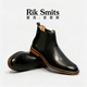RIK SMITS冬季休閑時(shí)尚切爾西靴英倫風(fēng)真皮加絨短靴商務(wù)正裝高幫皮靴男款 黑色 41