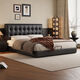 顧家舒芙黑色2026新款簡(jiǎn)約現代真皮床大氣高端主臥室雙人床皮藝床輕奢 升級版【實(shí)木排骨架】真皮單床 2000mm*2200mm 氣壓三抽結構