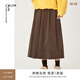 噢姆（AUM）【花影系列】AUM噢姆冬季新款棕色時(shí)尚波點(diǎn)印花燈芯絨A字半身裙 花色 L