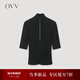OVV【18針系列】秋冬熱賣(mài)女裝絲棉半高領(lǐng)中袖針織衫 赫本黑 XL