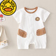 G.duck嬰兒衣服夏季0連體2夏裝3外出4外套裝5寶寶6男女7夏天8個(gè)月9哈衣 卡其色卡通獅子短袖連體衣 66碼(0-5個(gè)月) 建議身高50-60cm