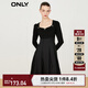 ONLY時(shí)尚肌理感拼接V領(lǐng)中長(cháng)款連衣裙女|123107045 H1Z 黑色BLACK L (170) 88A