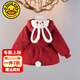 G.duck小黃鴨女童羽絨棉服秋冬兒童加絨加厚棉衣嬰兒衣服女寶寶棉襖外套 紅色 90 尺碼1~2歲【 80-90cm】cm