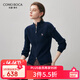 科蒙博卡2025秋冬新款高端100%羊絨衫女修身開(kāi)衫外套拉鏈針織毛衣上衣 藏青 L