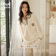 貓人【學(xué)院風(fēng)半邊絨】女士睡衣女秋冬小熊刺繡家居服可外穿25年新品