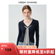 VEGA CHANG長(cháng)袖T恤女2026新款春季學(xué)院風(fēng)海軍領(lǐng)條紋飄帶修身上衣 煙礁藍 M