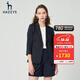HAZZYS女裝 夏款女士條紋七分袖通勤西服外套ASUSJ03BJ21 藏青色NV L (165/88A 40)