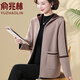 俞兆林媽媽裝新款仿雙面呢女裝外套2025年新款中老年女大碼春秋款厚開(kāi)衫 駝色 XL 建議100-110斤