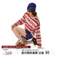 FPA撞色條紋運動(dòng)長(cháng)袖 早秋2025新款圓領(lǐng)情侶裝高級感重磅休閑t恤 紅色 L