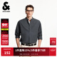 杰克·瓊斯（JACK&JONES）男裝簡(jiǎn)約時(shí)尚潮流全棉純色圓領(lǐng)寬松休閑七分袖襯衫上衣225231005 E44黑砂色 常規 XL