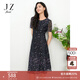 玖姿（JUZUI）氣質(zhì)減齡蕾絲網(wǎng)紗蝴蝶連衣裙女2025夏季新款JLFX50041 花黑 2XL