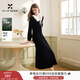 香影赫本風(fēng)絲絨連衣裙女2025冬季新款氣質(zhì)娃娃領(lǐng)法式黑色優(yōu)雅長(cháng)裙 黑色 XL 170/92A/125-140斤