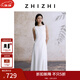 致知ZHIZHI 叢花令 一字領(lǐng)T恤料簡(jiǎn)約A字連衣裙女夏2025新款 雅白 M