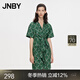 JNBY/江南布衣春夏連衣裙女印花寬松衣服時(shí)尚短袖女長(cháng)款5N4G13500 344/雜深綠 L