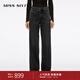 MISS SIXTY2025冬季新款牛仔褲女含羊絨中腰黑灰直筒褲厚款長(cháng)褲 黑灰常規 30