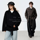 PSO Brand老錢(qián)風(fēng)雙面呢夾克男【羊毛】可束腰翻領(lǐng)加厚保暖短大衣呢子外套女 墨黑色 Black XS