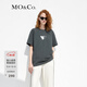 MO&Co.愛(ài)心印花圓領(lǐng)短袖寬松純棉T恤美式復古上衣上裝基礎黑白灰 古堡灰色 L 170