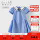 戴維貝拉（DAVE＆BELLA）夏季新款學(xué)院風(fēng)女童連衣裙兒童公主裙純棉中大童裙子小女孩童裙 藍色【現貨】 150 cm（建議身高140-150cm）