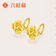 六桂福珠寶新年禮黃金耳飾 四葉草 足金耳釘耳飾時(shí)尚耳環(huán)耳墜 BE0704 2.35g