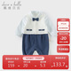 戴維貝拉新生兒爬服男寶寶紳士風(fēng)連體衣嬰幼兒春裝哈衣