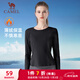 駱駝（CAMEL）加絨圓領(lǐng)裸感彈力女款長(cháng)袖T恤衫 Y24CA0L6603 幻影黑 XL